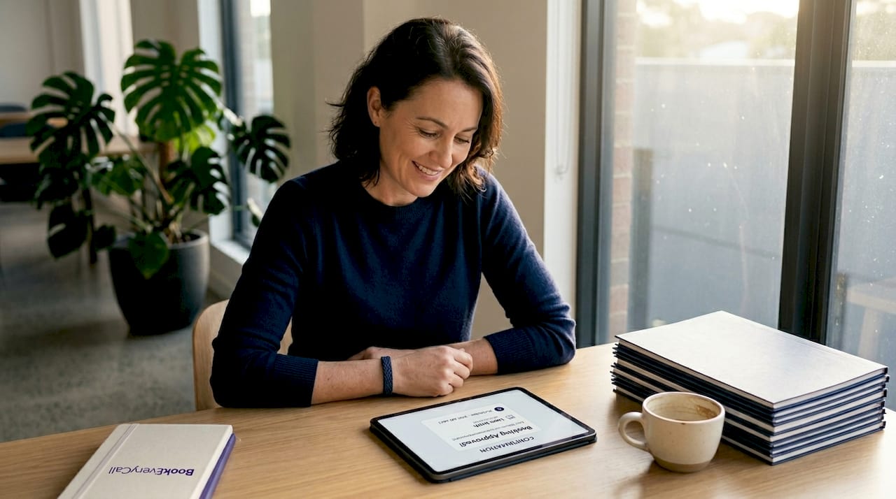 Business owner checks late night call booking