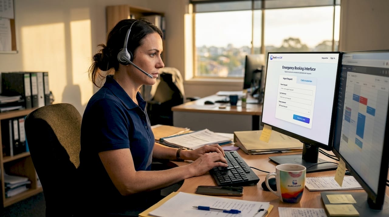 Service agent handling instant emergency booking