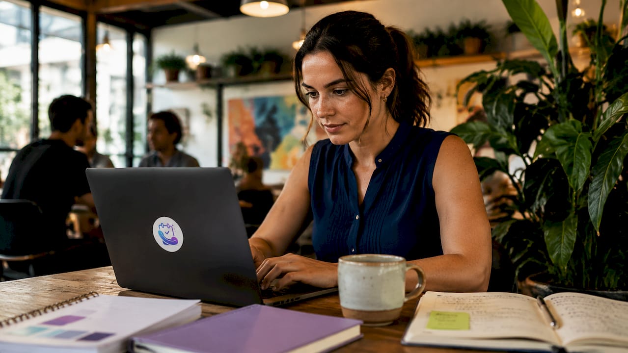 Marketer working on ChatGPT ad campaign at home