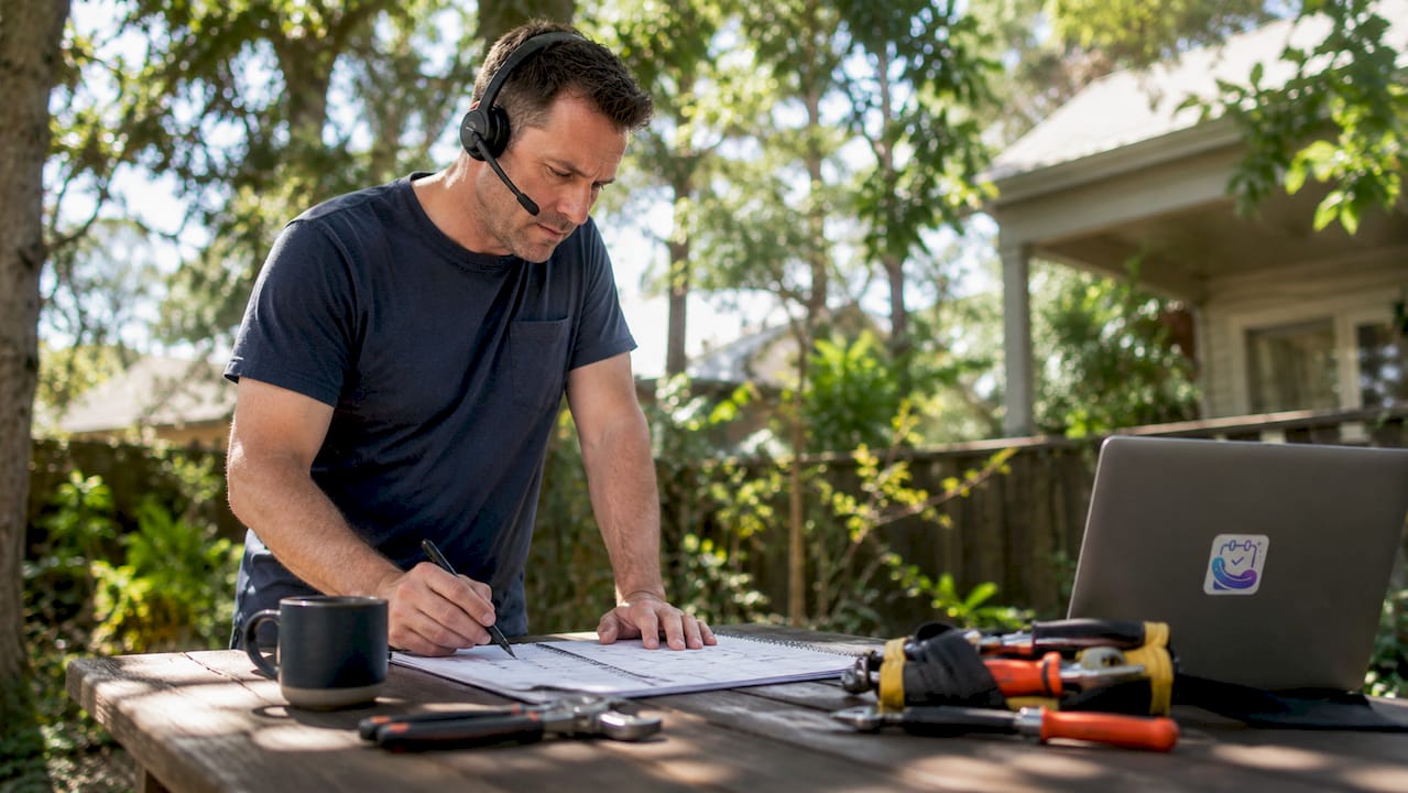 HVAC business owner using AI receptionist technology