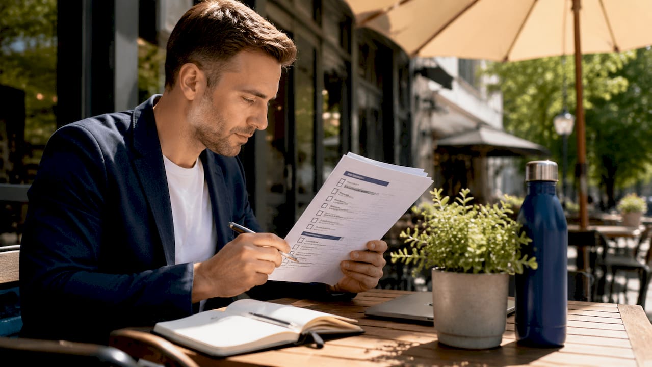Agent reviewing real estate enquiry checklist
